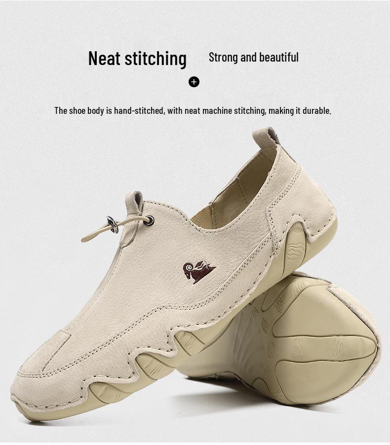 Cross-Border Octopus Plus Size Men's Genuine Leather Low-Top Casual Bean Shoes