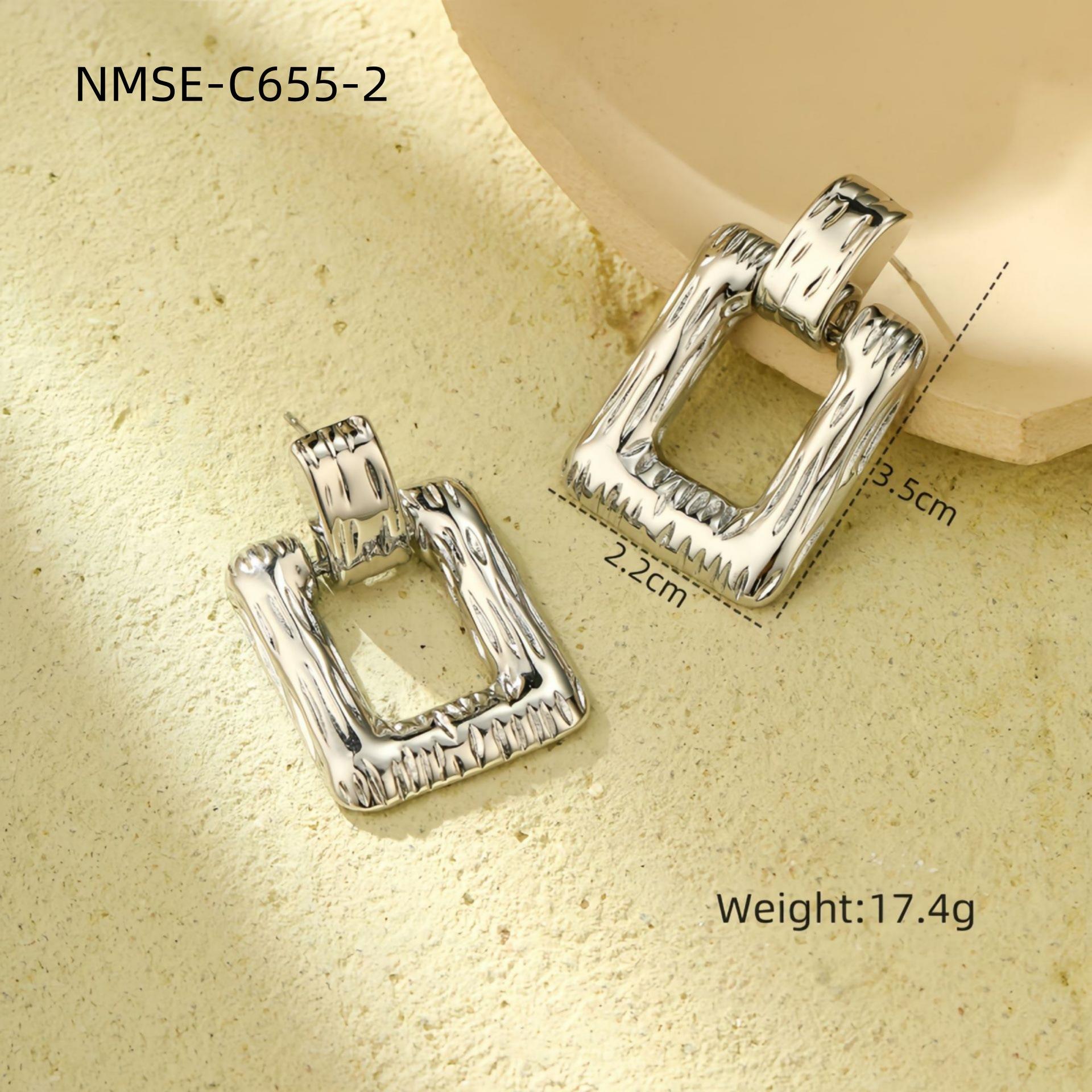 GEMCHIC Women s Square Textured Stainless Steel Earrings, Gold Silver Geometric Drop Jewelry