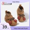Winter Baby Girls' Cartoon Sock Shoes, Plus Velvet Cotton Boots, Soft Sole Infant Short Shoes
