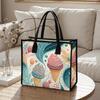 Cute Ice Cream Print Tote Bag Fashion Portable Casual Daily Shopping Carry Handbag