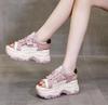 8cm Genuine Leathe Slippers Lace Up Hollow Multicolor Peep Toe Sandals Platform Wedge Ladies Women Summer White Slides Shoes
