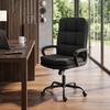 Double Padded Linen-Look Office Chair - Black