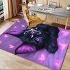 Charming Black Cat Chair Mat Office Carpet with Pink Hearts, Large Rug for Home Decor, Sofa Mat, Gift Idea for Any Room