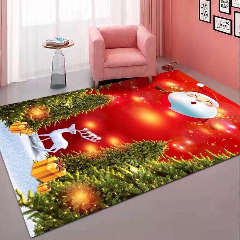 VIKAMA Christmas Living Room Bedroom Printed Carpet Winter Warmth Full Floor Anti-slip Floor Mat Home Decoration