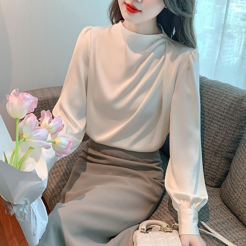 Moda de primăvară 2025, bluze pentru femei, cămăși cu mâneci lungi, cu gâtul în formă de O, bluză din șifon, pentru femei, cămașă pentru femei, J756