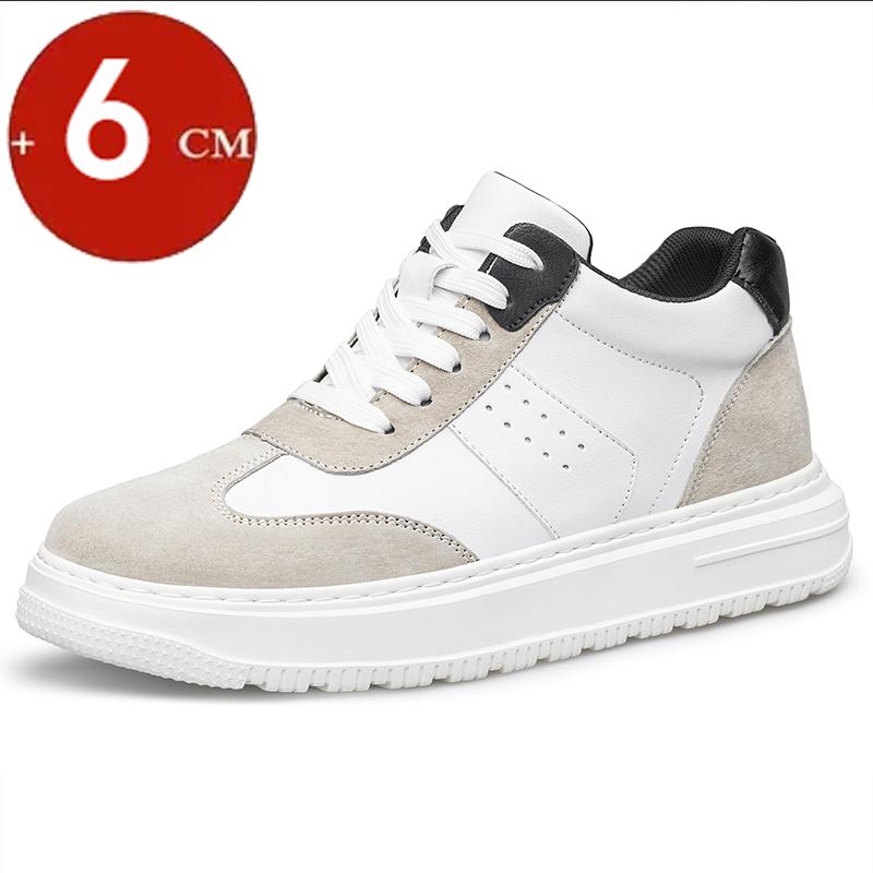Plus Size White 6cm 8cm Elevator Board Shoes Men Sports Casual Sneakers Height Increase Shoes Invisible Man Taller Lifting Flats