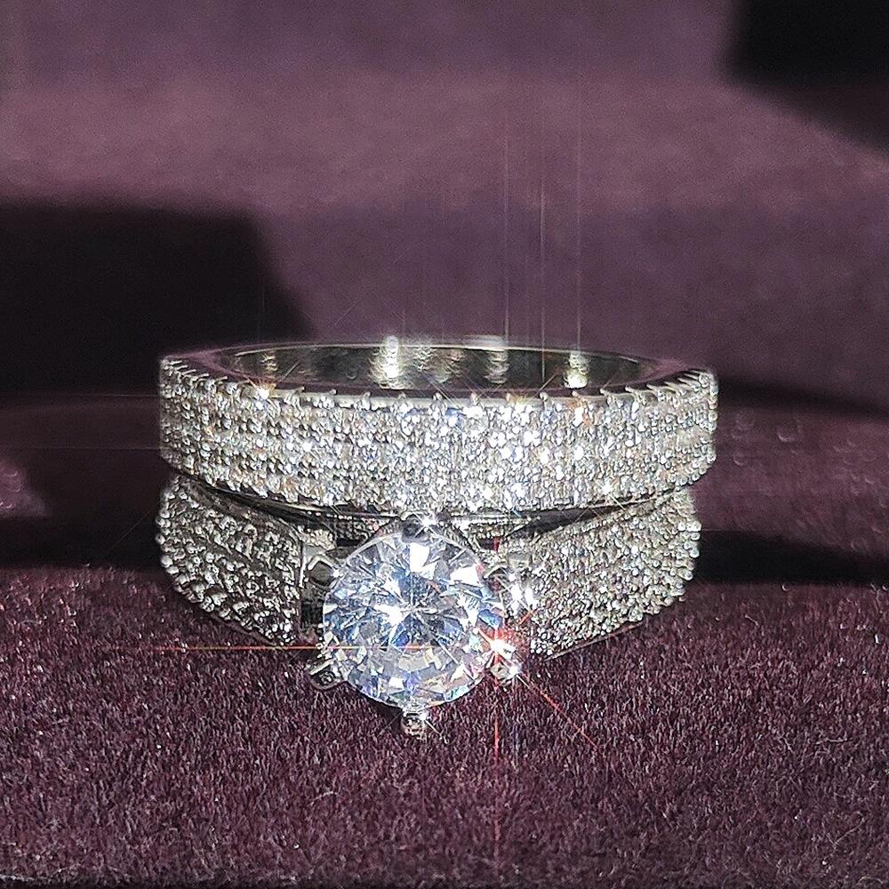 

Luxury Retro Wedding Stacking Ring Set for Men & Women: Exaggerated Bands R3103-R802 Size 6 белый