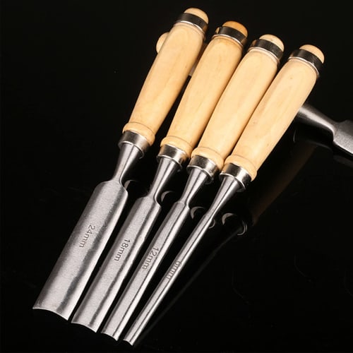 LinLiQiao 4-Piece Woodworking Chisel Set, DIY Wood Carving Chisel for Carpentry, Carving, and More (Size: 4 Set)