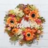 Artificial Maple Leaf Garland With Pumpkin Decor Halloween Door Hanging Party Decoration