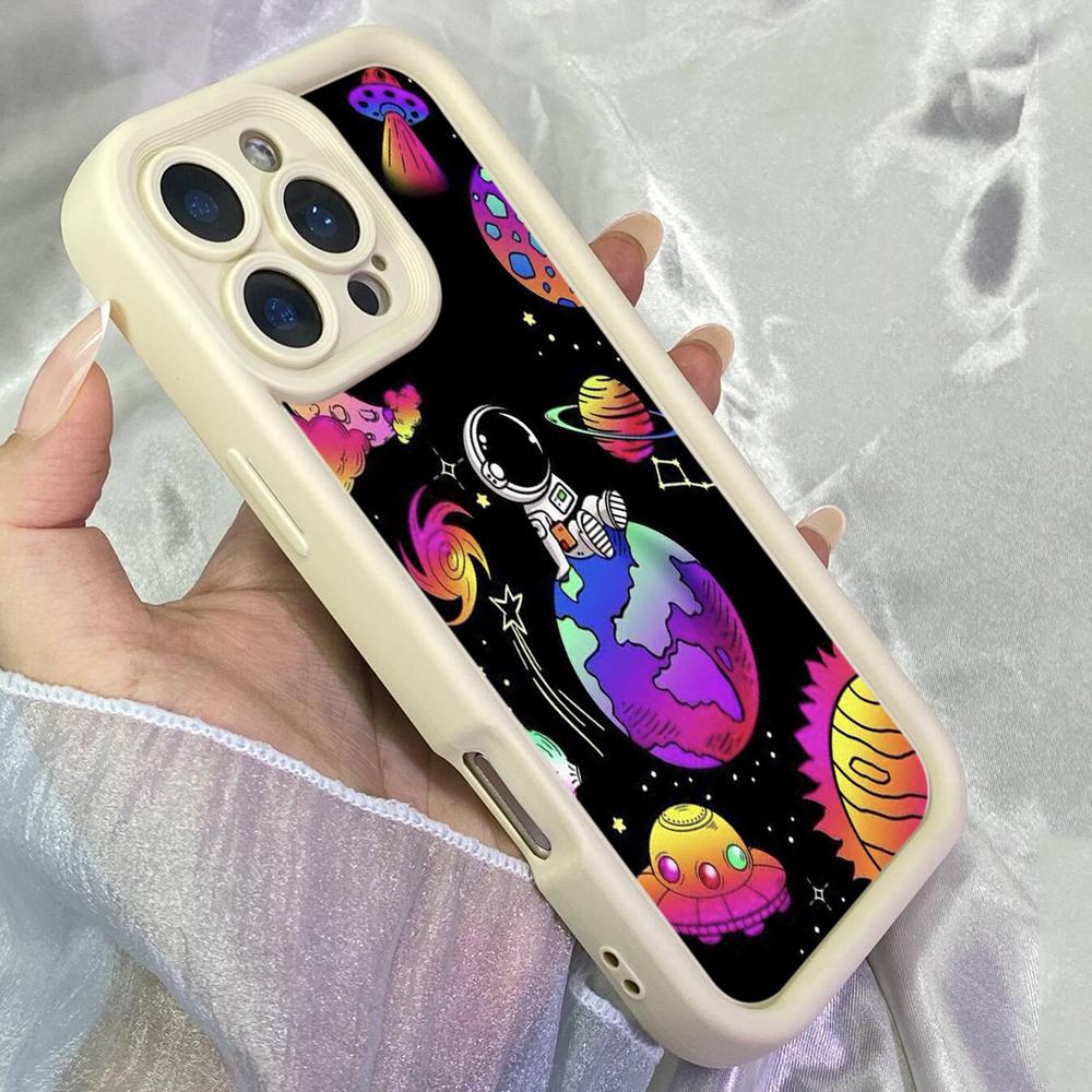 JT33 Astronaut fly in space with planets Phone for iPhone 17 Pro Max Samsung S26 FE A17 A16 A07 Xiaomi 15T Redmi Note 14 Pro Plus Soft TPU Case Cover