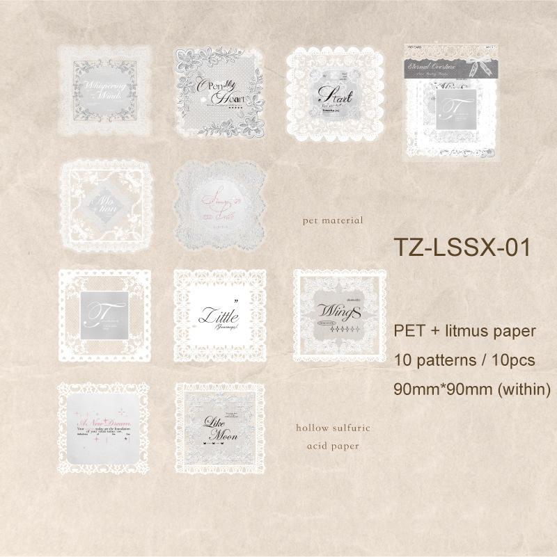 JIANWU Lace Poetry Line Series Vintage Lace Border Hollow Landscape Material Collage Sticker Creative DIY Journal Stationery
