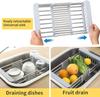 Kitchen Dish Drying Rack,over Sink Telescopic Stainless Steel Dish Rack/drainer,adjustable Vegetable Fruit Drain Basket For Sink