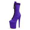20CM Stiletto Suede Sexy Round Toe Pole Dance Boots - Platform Nightclub Model High Heels for Plus Size