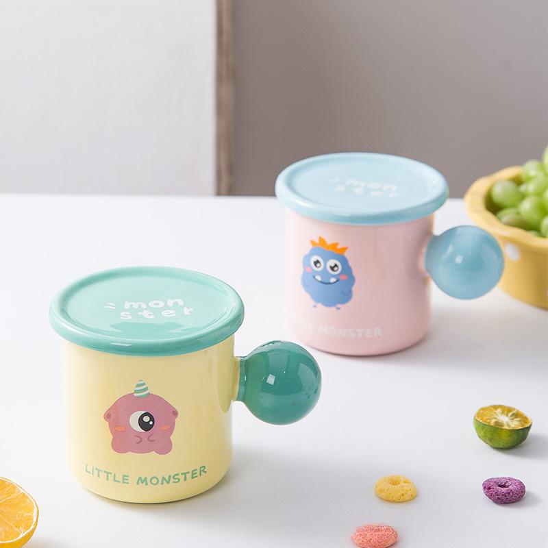 Cute Macaron Contrasting Color Mug Ceramic Cup Cartoon Little Monster Creative Coffee Cup Home Office Drinking Water