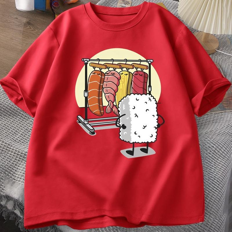 2026 Hot Sale Sushi Wardrobe T Shirt Women Men Funny High Quality T-shirt Cotton Graphic T Shirts Loose Short-sleeve Pritned Tshirt Man Tops Tee