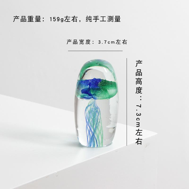 Hand‑made Colored Glaze Jellyfish Figurine Ocean Animal Paperweight Desktop Home Art Decor Ornament