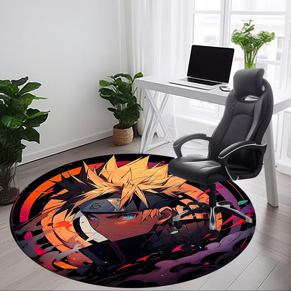 1pc Naruto Uzumaki Office Round Area Rug, Under Office Chairs Bedroom Living Room Home Decor, Room Decoa1022145