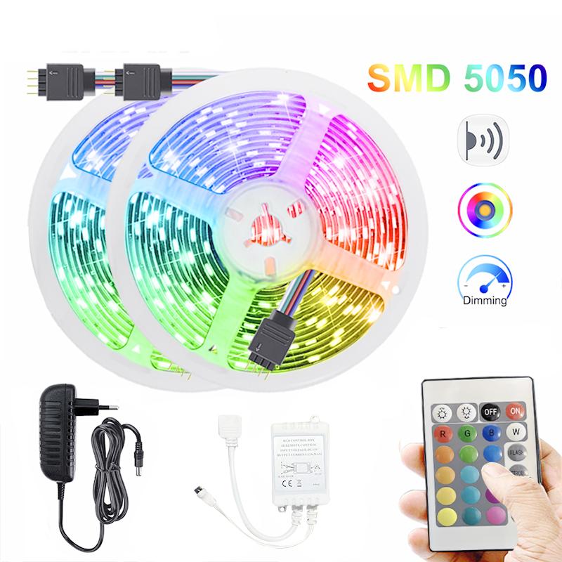 

Светодиодная лента RGB 5050, 24 клавиши, ИК-пульт дистанционного управления с вилкой ЕС, США, Великобритании, Австралии, полный комплект, изменение цвета для бара, дома, ТВ, фоновое освещение, украшение