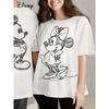 Mickey Mouse Minnie Couple Summer TShirt Casual Animation Comfortable Short Sleeve Unisex Women Breathable and Soft Cotton