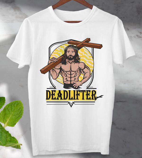 

Иисус Становая тяга Футболка для спортзала Тренировки Фитнес Футболка Унисекс Мужская Женская S