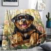 Rottweiler and Garden,pattern Flannel Blanket, High quality Comfortable for All Seasons, Home Decor, Warmth and Comfort, Perfect for Gifts.