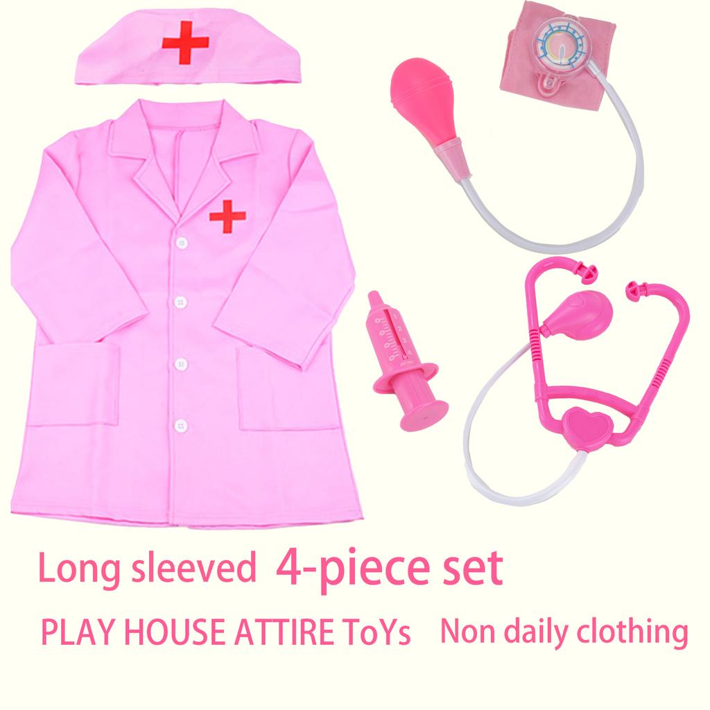 Children'S Family Doctor Suit Short/ Long Sleeved Stethoscope Syringe Nurse Role-Playing Simulation Blood Pressure Monito Toys