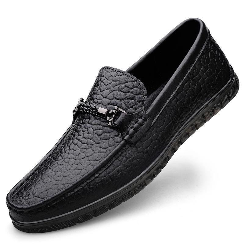 Men's Cross-Border Cowhide Leather Slip-On Loafers: Summer Casual Driving Shoes In Large Sizes
