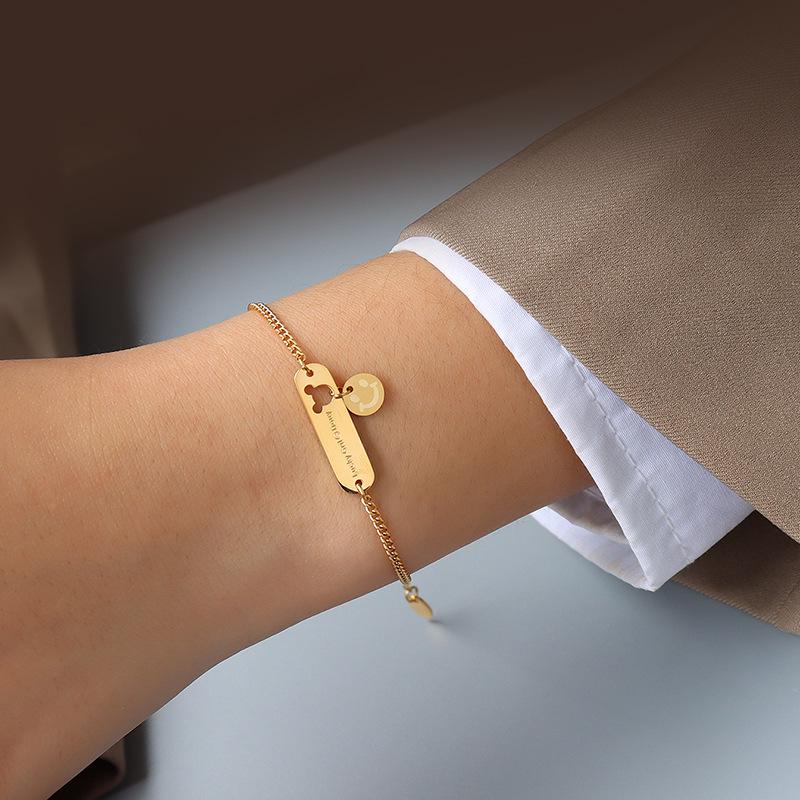 18K Gold Titan Smiley Maus Anhänger Armband - Europäischer & Amerikanischer Stil für Frauen, Weihnachts-Bestie-Geschenk