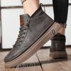 Men's Sock Boots Four Season New Outdoor Soft Soled Workwear Boots Fashion Casual Leather Boots Trendy Versatile Anti Slip Boots