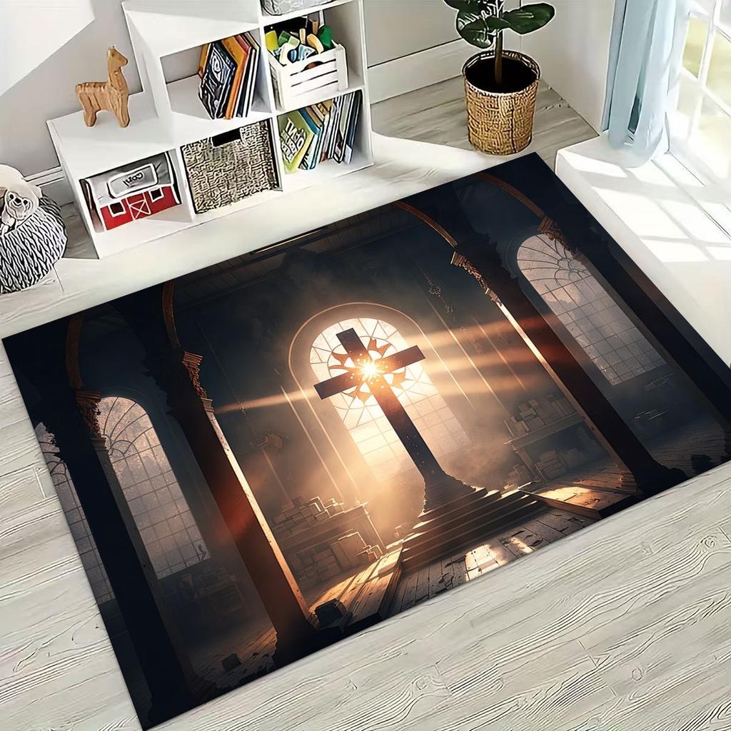 New Pray Jesus Rug for Bedroom Living Room Sofa Home Doormat Decor, Large Kids Play Non-slip Floor Mat