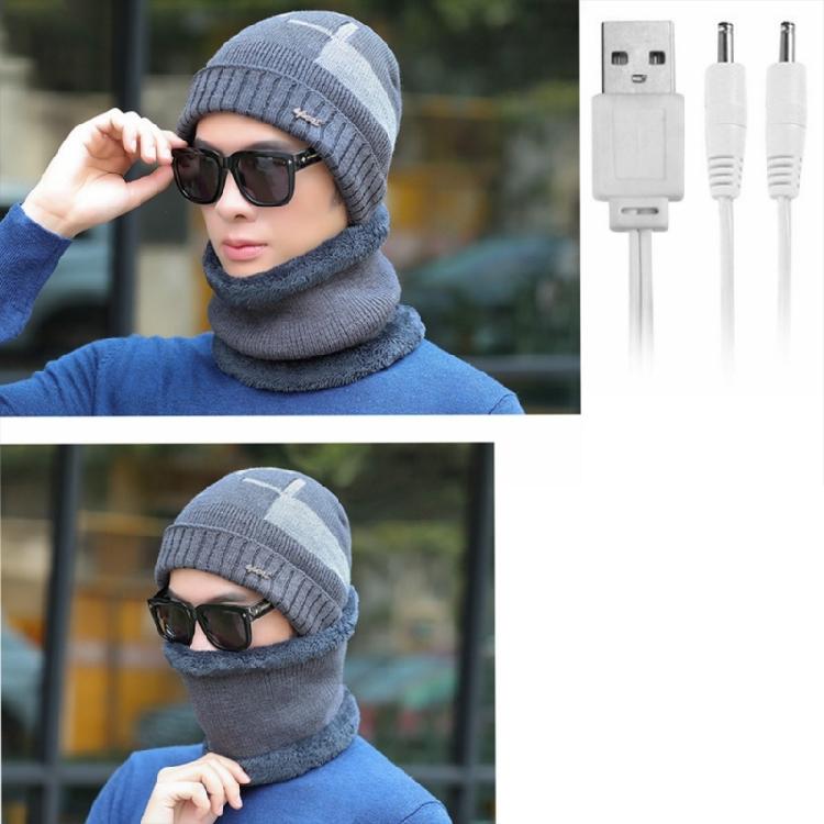 Winter Warm Beanies and Scarf Casual Hip Hop Hat Adult USB Heated Knitted Cap