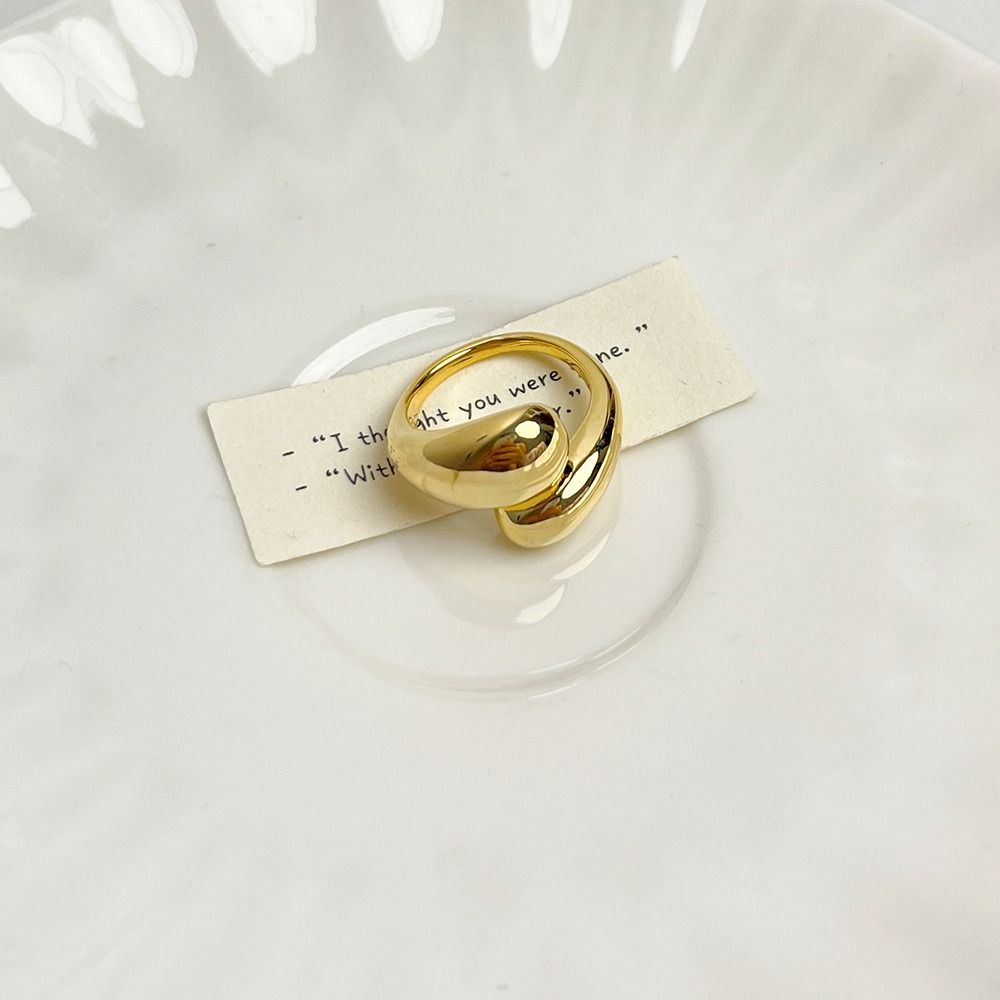Water Shape Metal Opening Ring Elegant Index Finger Rings Simple Stainless Steel Ring Women