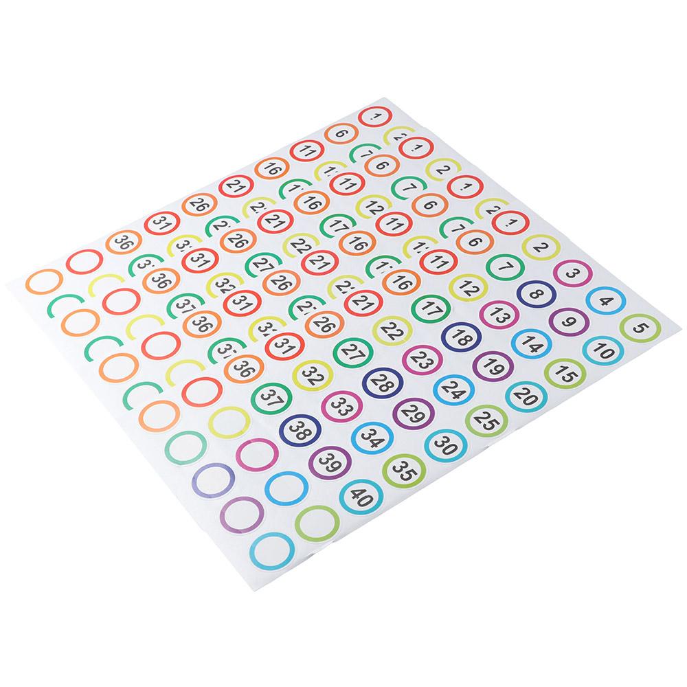 

500Pcs 1-40 Numbers Stickers Self Adhesive Round Stickers Tags 1 Inch Colorful Label Home