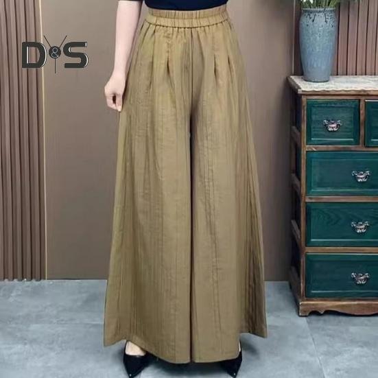 Women Pants Elastic High Waist Oversized Wide Leg Sporty Casual Style Trousers with Pockets Solid Color Long Pants