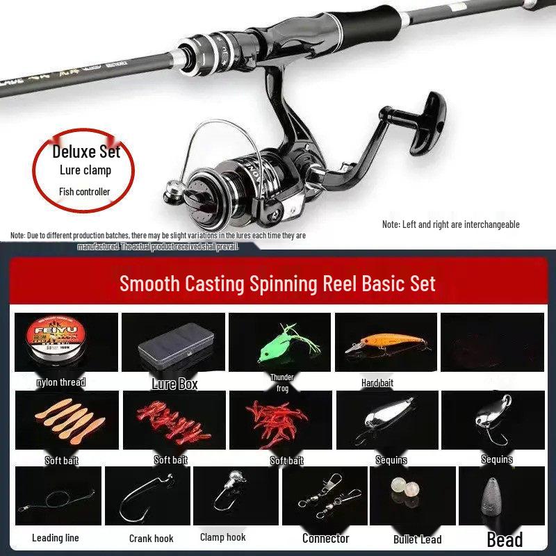 Set Canna da Pesca a Spinning: Canna da Pesca per Mare e Casting con Manico Dritto, Mulinelli a Goccia e da Spinning, Canna a Lancio Lungo