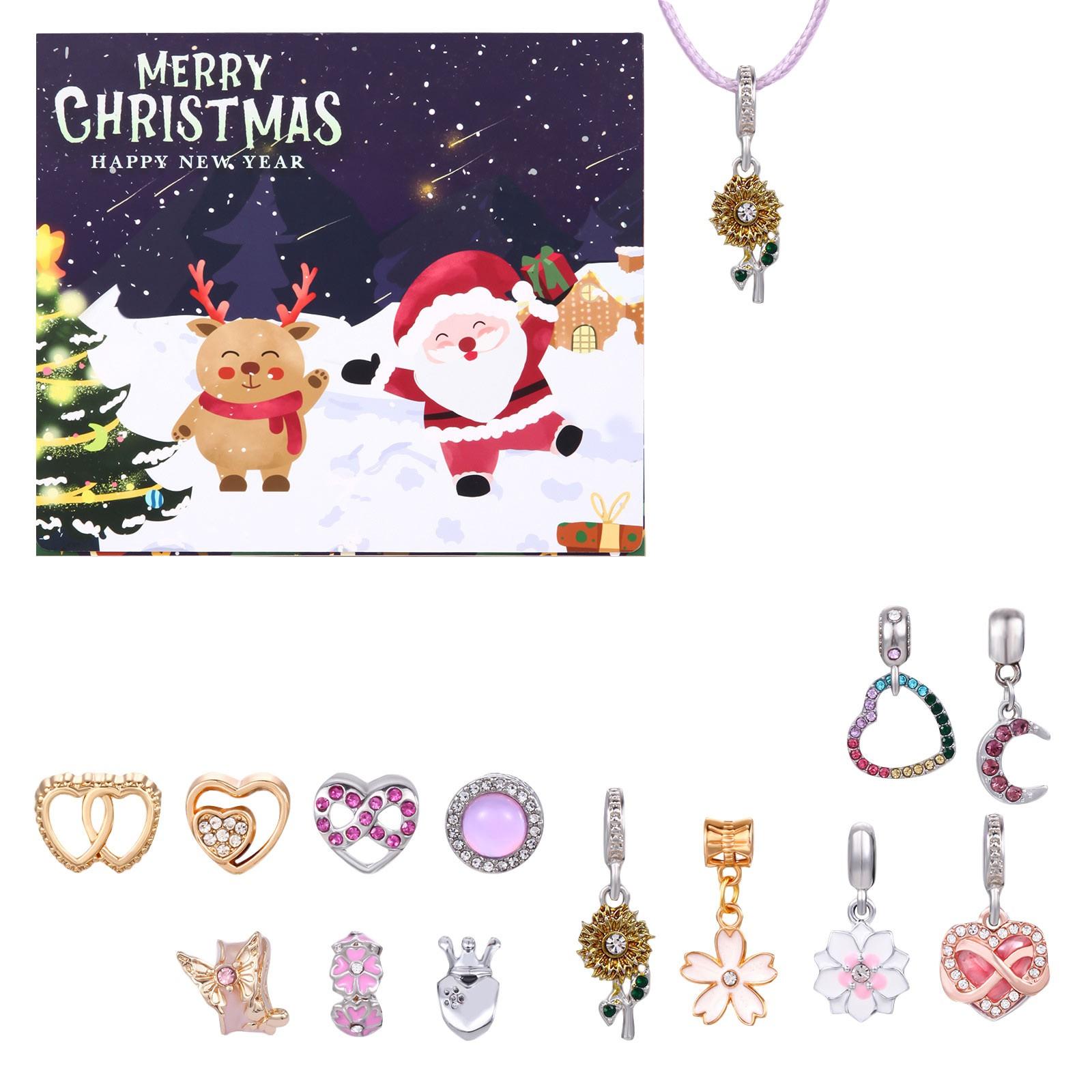 

Рождественский календарь обратного отсчета Адвента Календарь Бисерный браслет DIY Браслет Календарь обратного отсчета Подарок для девочки 24 шт. One Size