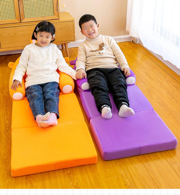 Multi-Function Folding Toddler Sofa: Cartoon Design, Washable Cushion, Perfect for Boys & Girls' Reading and Play.