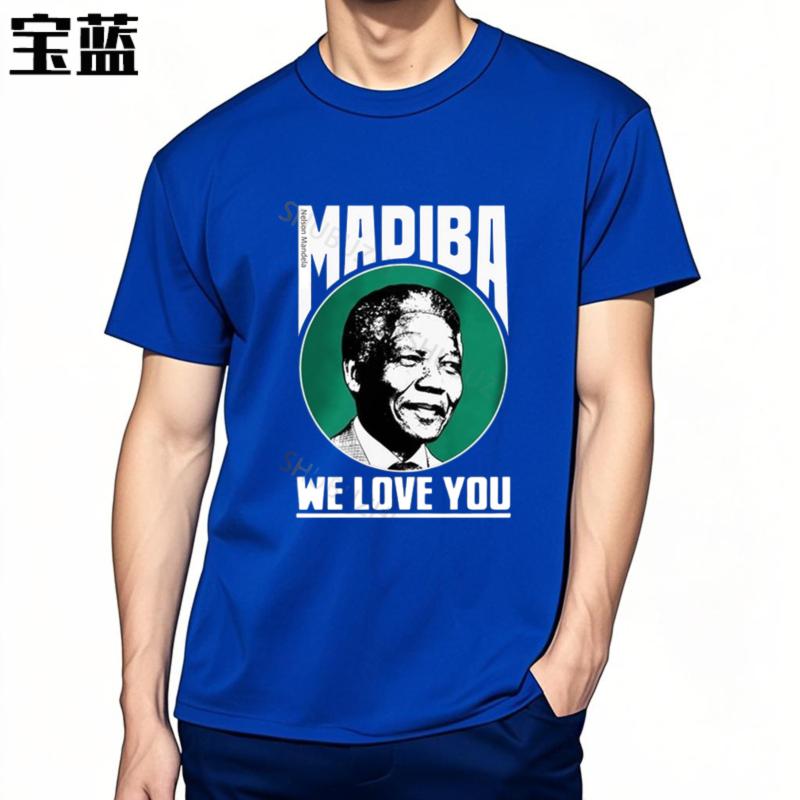 Pánské luxusní bavlněné tričko NELSON MANDELA Pocta pánské tričko Pánské letní volné topy Pro něj Větší velikosti Tričko Trendy tričko