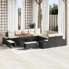 vidaXL 13-Piece Garden Sofa Set with Cushions Black Poly Rattan Acacia 3364785