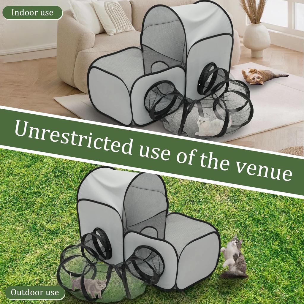Outdoor Pet Tunnel Oxford cloth Portable Cat Tunnels Tents with Storage Bag Foldable Breathable Cat Enclosures Pet Supplies S/L