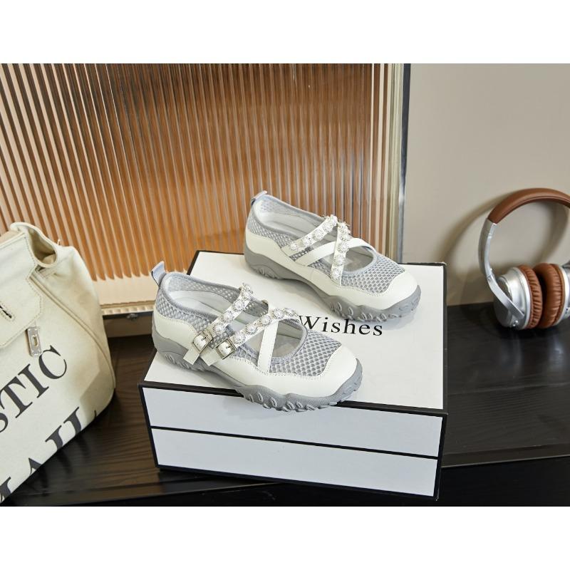 

Pearl Mary Jane shoes summer platform heightening women s shoes casual versatile breathable single shoes commuting fashion 40 бежевий