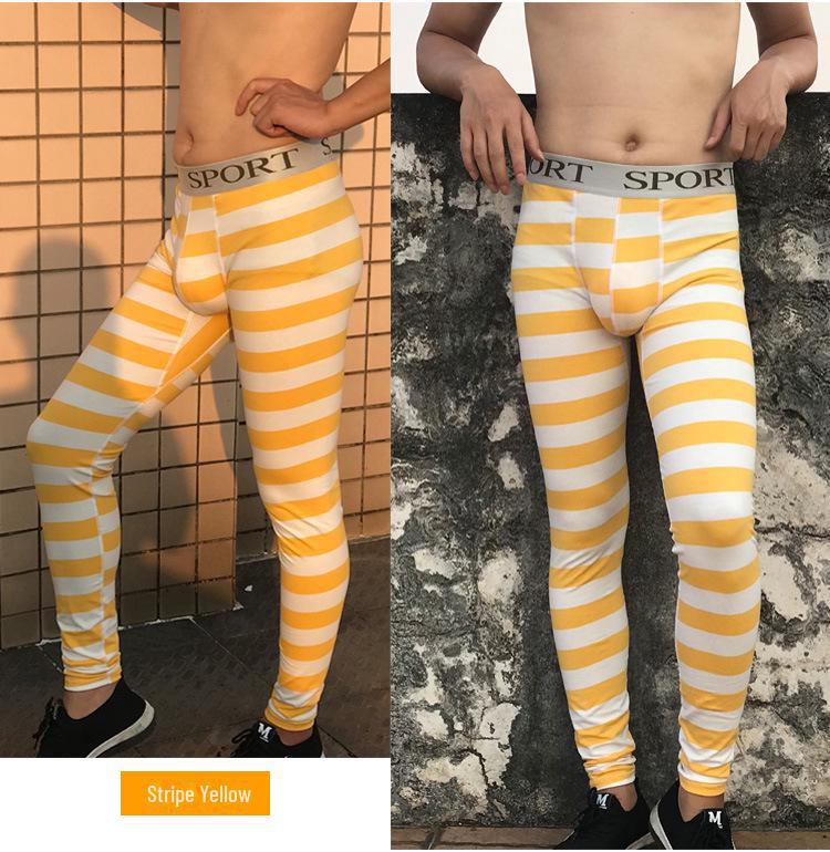 Men's Striped Camouflage Cotton Long Johns - Warm Autumn/Winter Underwear Pants