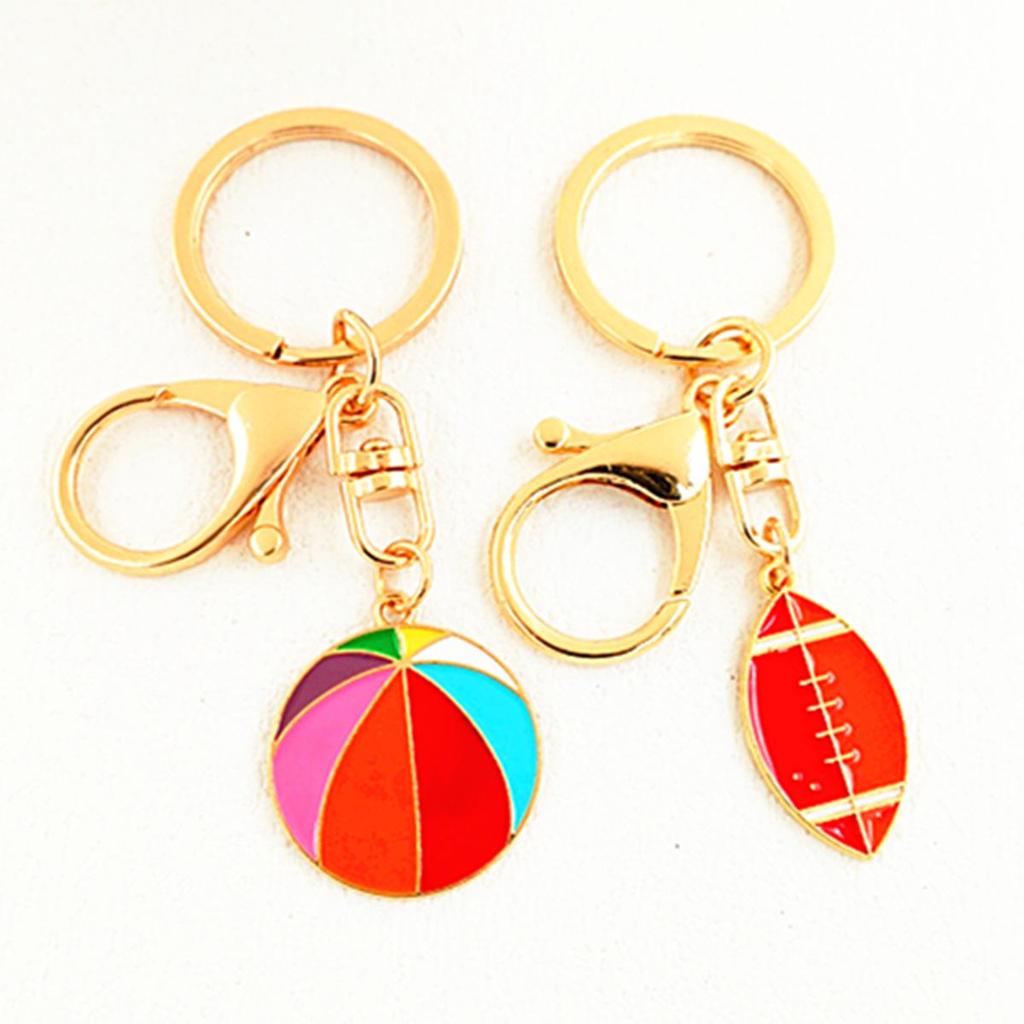 Korean Alloy Basketball Pendant Keychain with Lobster Clasp - Gold Sports Gift for Dad