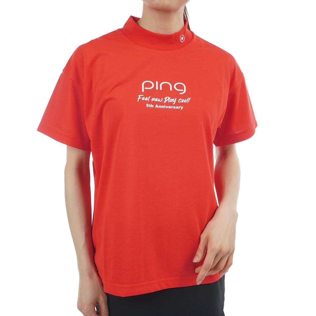 [Pin Apparel] Women's Short Sleeve High Neck Shirt (Brand Logo)  Golf  622-5167306 100Red L