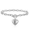 Stainless Steel Heart Bracelet with 26 Letter Pendant and OT Clasp, Customizable Laser Logo