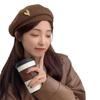 New Korean Autumn and Winter Woolen Beret Women's Retro Versatile Fashion Love Metal Painter Hat Academy Style