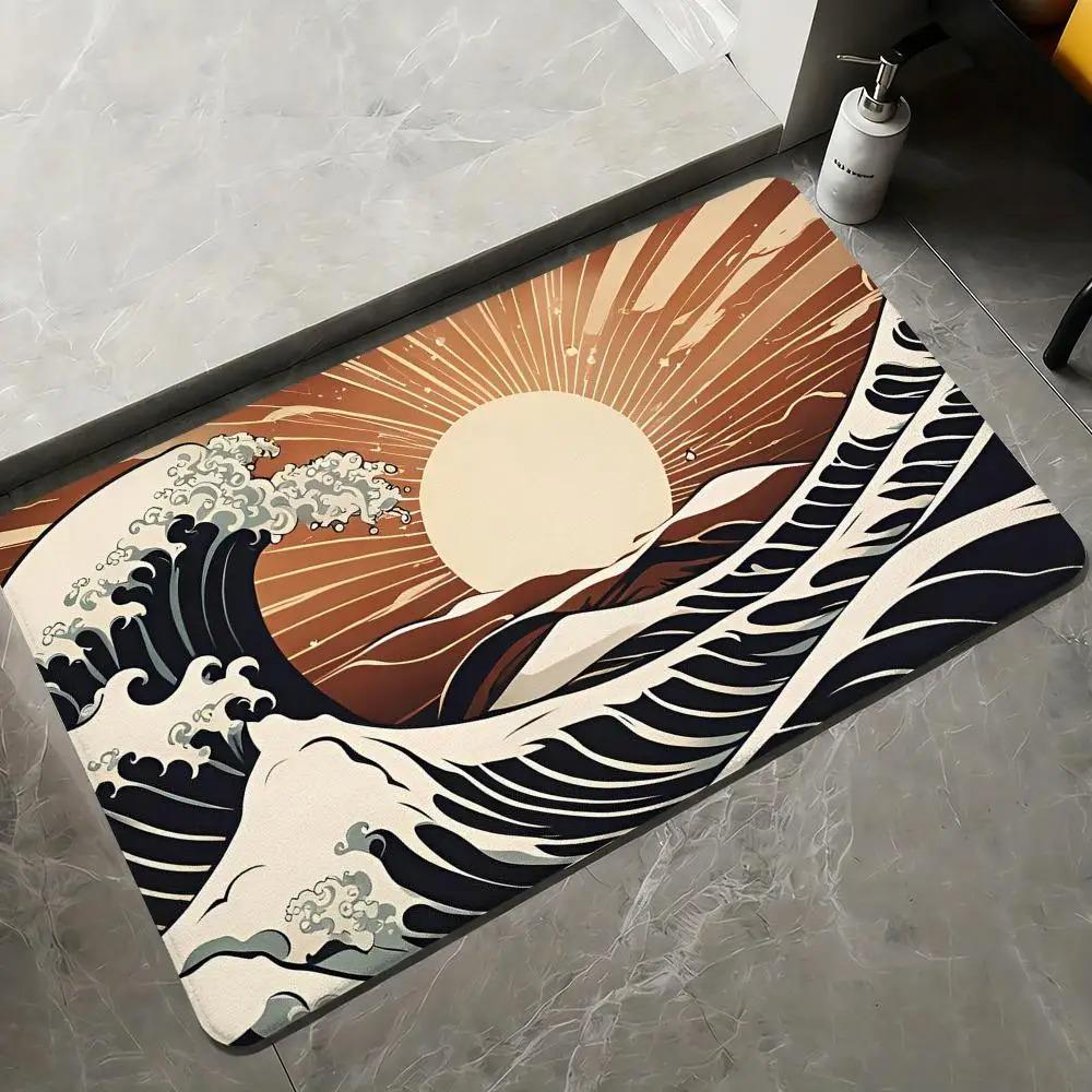 Japanese Style Floor Carpet Dirt Resistant Home Decorative Rug Indoor Outdoor Entrance Mat Foot Mats for Living Room Bedroom