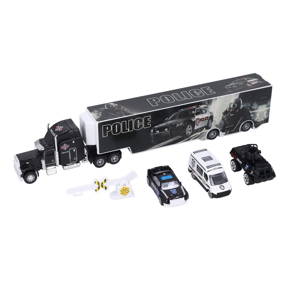 Transport Carrier Truck with 3 Cars Alloy Birthday Present Emergency Car Toy for Home Outdoor Type