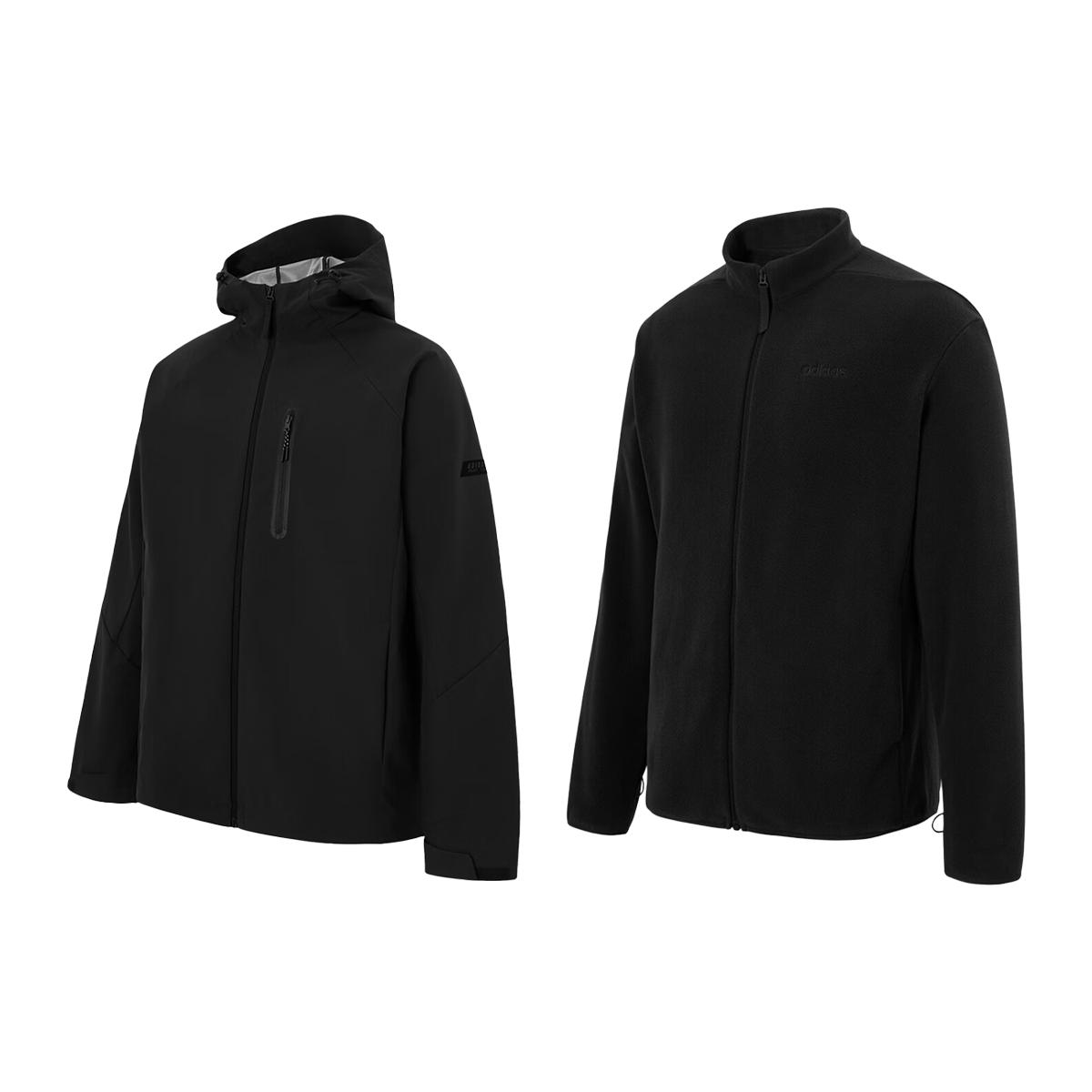 Adidas Windproof Water-Repellent Warm Three-In-One Fleece Lined Hooded Jacket Men Jackets KF9384 S