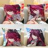 Rosaria Genshin Game Cushion Cover Natural Linen Organic Fabric DoubleSided Printing Room Sofa Decor Pillow Case
